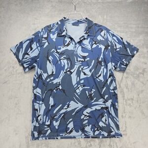 Warrior Camo Polo Shirt Men's SZ XL Blue Moisture Wicking Stretch Camouflage EUC